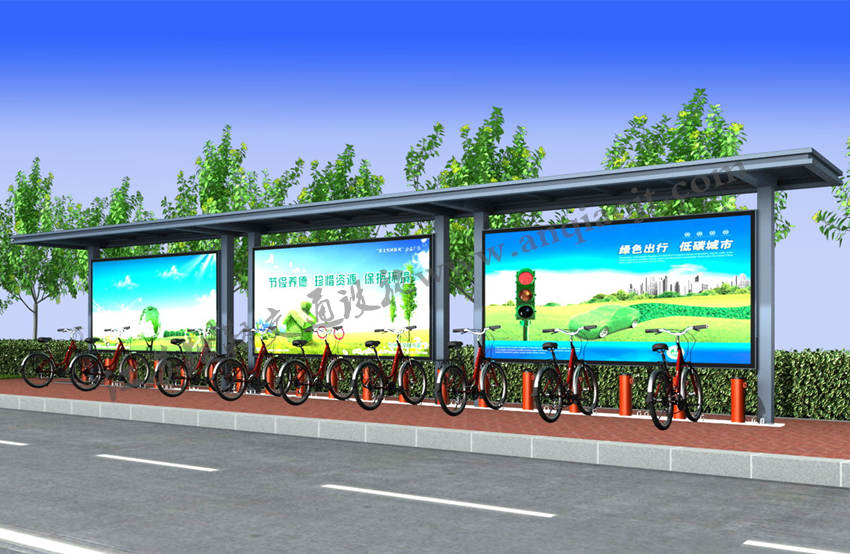 公共自行车棚AN2011-公共自行车雨棚设计图片