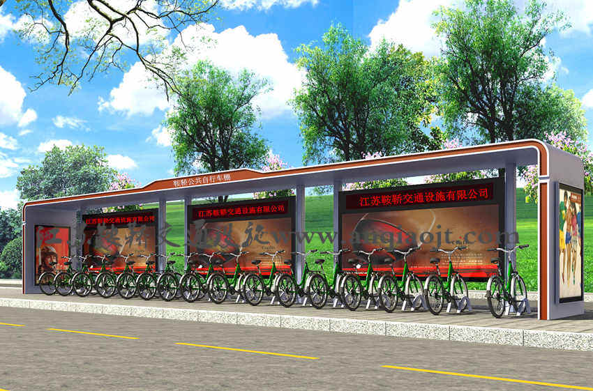 公共自行车棚AN2019-公共自行车雨棚设计图片